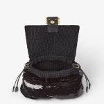 FENDI Mamma Baguette Medium Black crochet bag with maxi sequins - Image 4